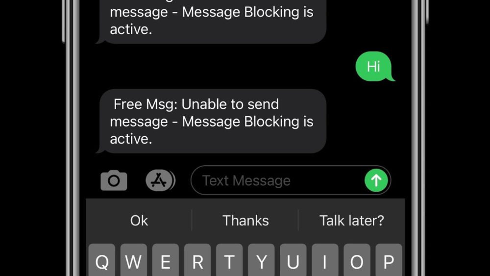 free msg unable to send message message blocking is active