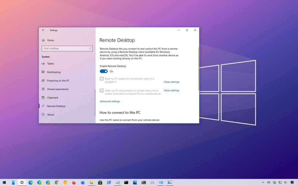 RDP on Windows 10